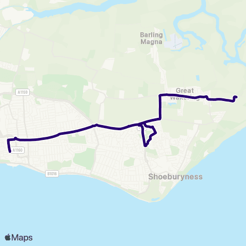 First Essex Shoebury Asda - Landwick Cottages map