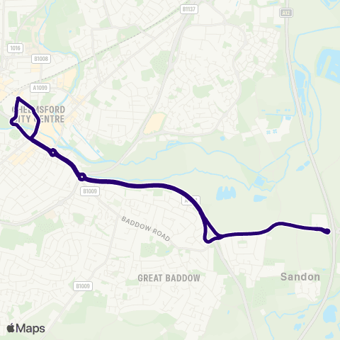 First Essex Sandon P&R - Sandon P&R map