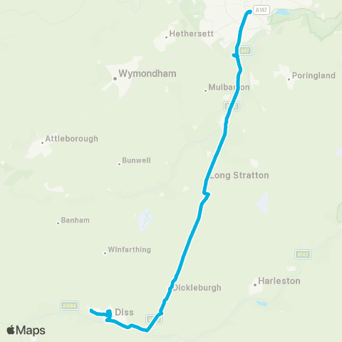 Central Connect Postwick Park & Ride - Waterloo Avenue map