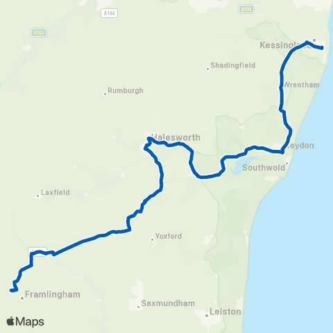 Belle Coaches Beaconsfield Road - Thomas Mills School map
