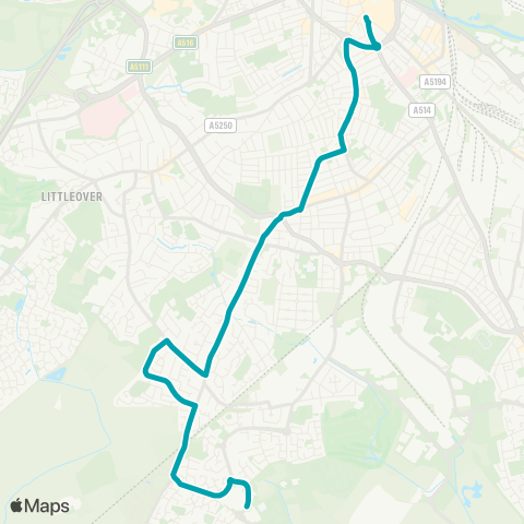 Arriva Derby Harrier Way - St Peters Street map