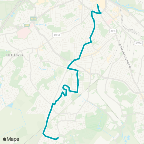 Arriva Derby Harrier Way - St Peters Street map
