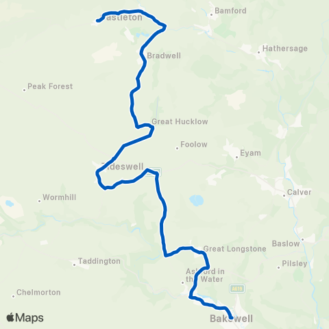 Andrews of Tideswell Buxton Road - Bus Station map