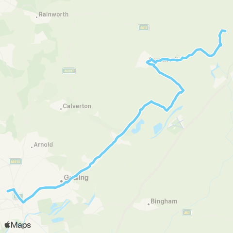 CT4N Ollerton Road - Forest Road map