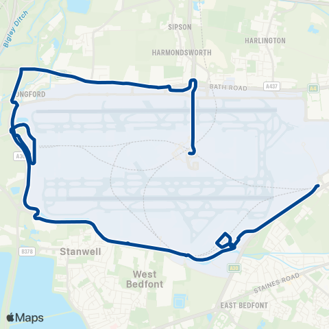 Diamond Bus South East Heathrow Term 4 - Heathrow Term 5 map