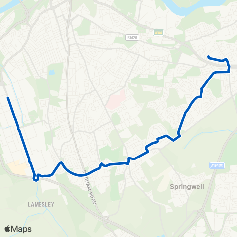 Gateshead Central Buses  map