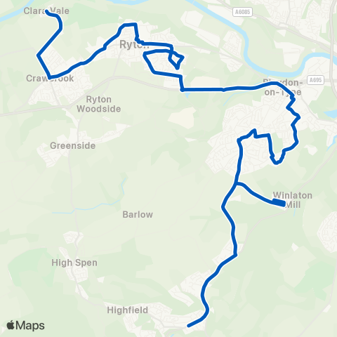Gateshead Central Buses  map
