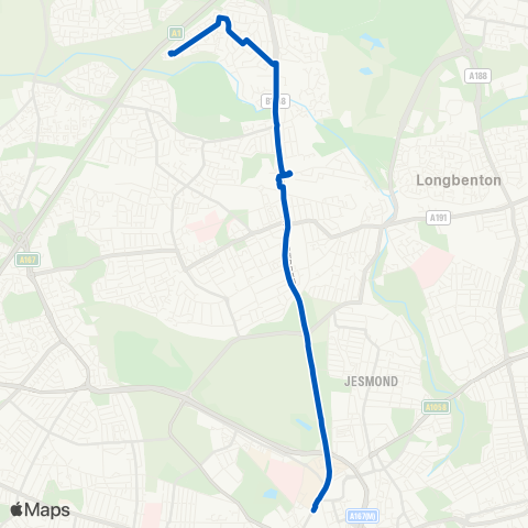 Gateshead Central Buses  map