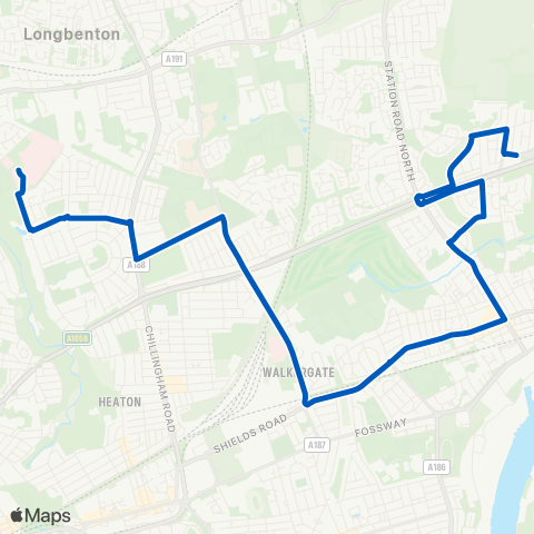 Gateshead Central Buses  map
