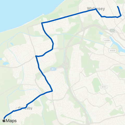 A2B Travel Frankby Green - Grasmere Drive map