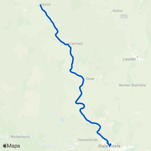 Borders Buses Heriot A7 - Galashiels Transport Interchange map