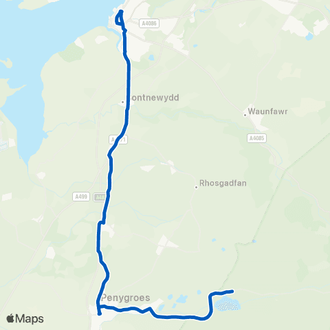 Dilwyn's Coaches Caernarfon Bus Sta Stand C - Ysgol Baladeulyn map