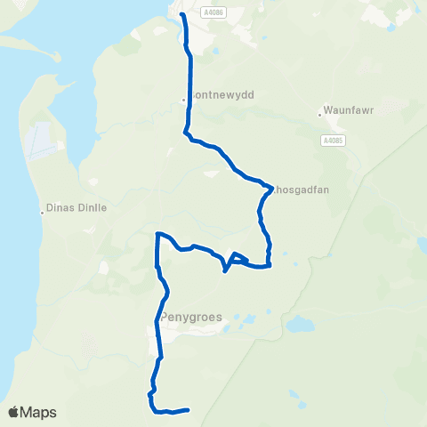 Dilwyn's Coaches Caernarfon Bus Sta Stand C - Post Office map