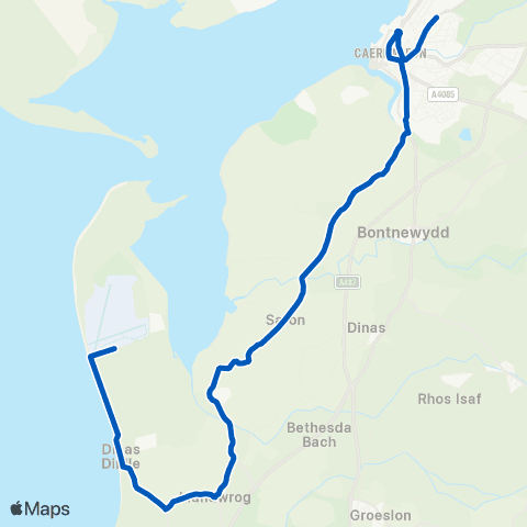 Dilwyn's Coaches Ysgol Sir Hugh Owen - Caernarfon Airport map