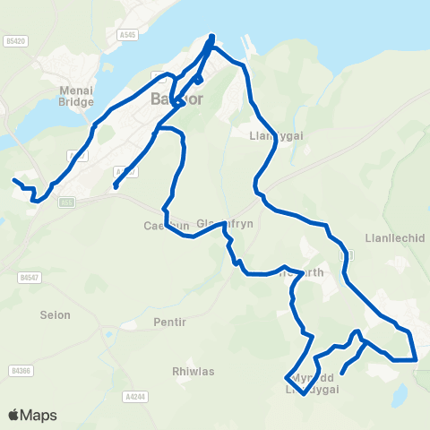 Gwynfor Coaches Victoria Square - Bangor Bus Sta Stand F map