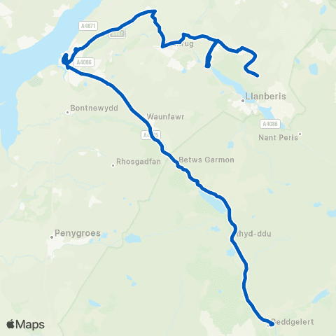 Gwynfor Coaches Bro Elidir - Beddgelert A map