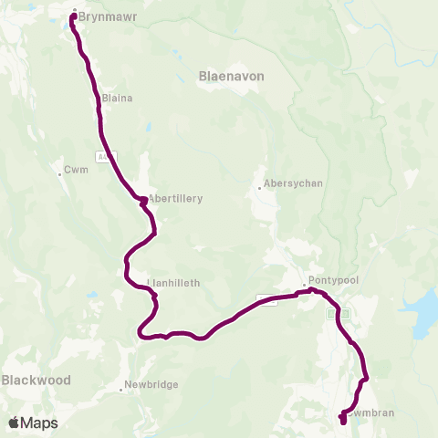 Adventure Travel Cwmbran Bus Sta Stand G - Brynmawr Bus Sta Stand1 map