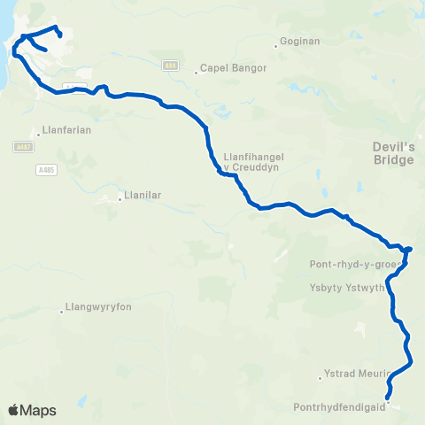 Evans Coaches Tregaron Wellington House - Ysgol Penglais map