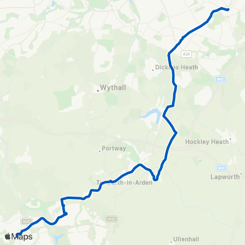 Flexibus Redditch Bus Sta - Solihull Town Centre map