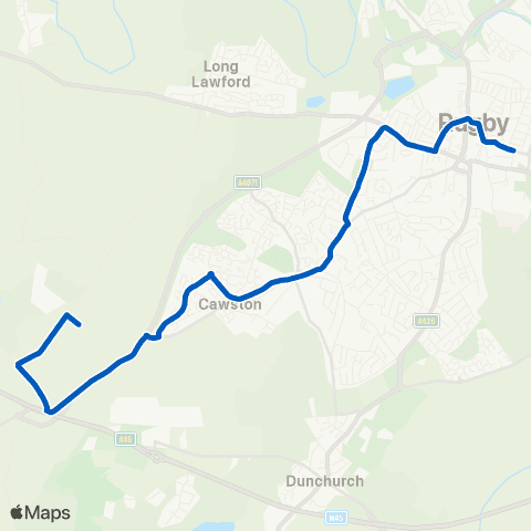 Coventry Minibuses Clifton Road - Lawford Heath Lane map
