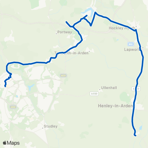 Coventry Minibuses Redditch Bus Sta - Tanworth In Arden Church map