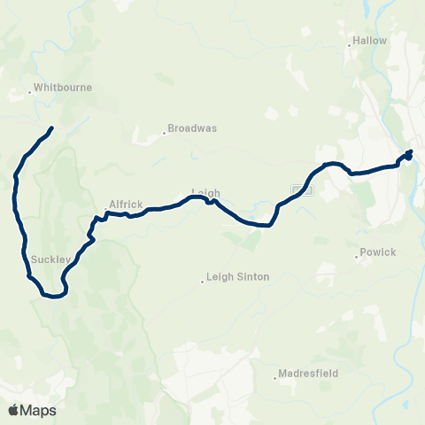 LMS Travel Suckley Turn - Worcester Bus Station map