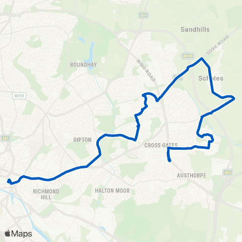 Connexions Buses Leeds City Bus Sta - Cross Gates Centre map