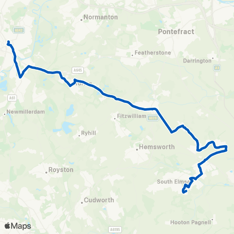 Globe Coaches Broad Ln Vickers Ave - Wakefield Bus Sta map