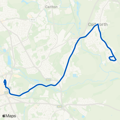 Globe Coaches Crown Av / Southfield Rd - Barnsley Interchange / A12 map
