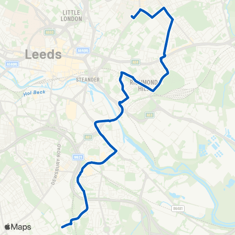 Connexions Buses St James Hospital - John Charles Stadium map