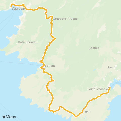 Autocars de Haute-Corse Aiacciu / Figari / Portivechju map