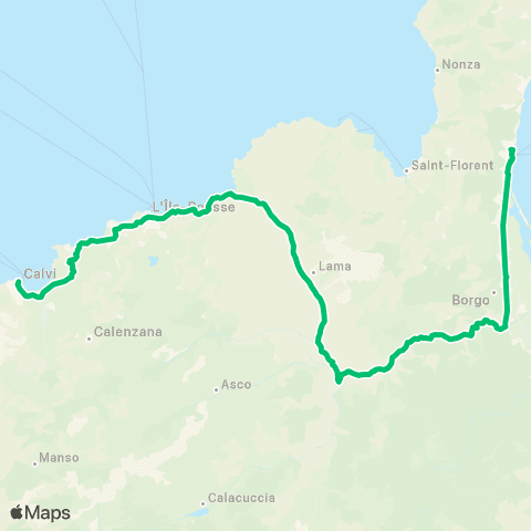 Autocars de Haute-Corse Calvi / l'Isula / Bastia map