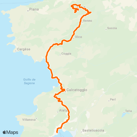 Autocars de Haute-Corse Marignana / Vicu / Sagone map