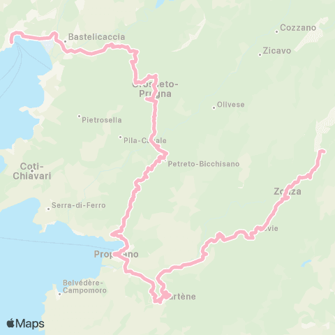 Autocars de Haute-Corse Zonza / Prupia / Grussetu / Aiacciu map