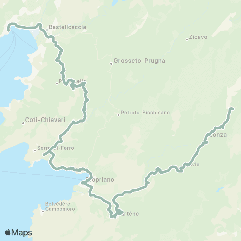 Autocars de Haute-Corse Prupia / Portipoddu / Pila e Canali / Aiacciu map