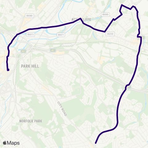 First South Yorkshire Sheffield Interchange / B6 - Prince of Wales Rd / City Rd map