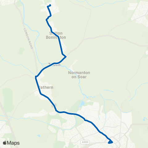 Kinchbus Swan St - Univ of Nottingham Campus map