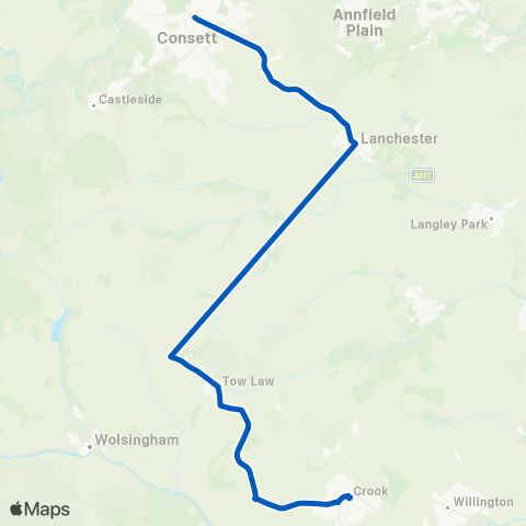 Weardale Motor Services Consett Bus Sta Stand J - Market Place map