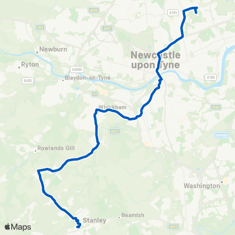 Stanley Travel Dwp Tyneview Pk - Stanley Bus Sta Stand K map