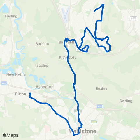 Chalkwell Garage & Coach Hire Aylesford School - Walderslade PS map