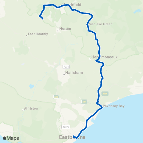 Cuckmere Buses Cornfield Road - The Star Inn map