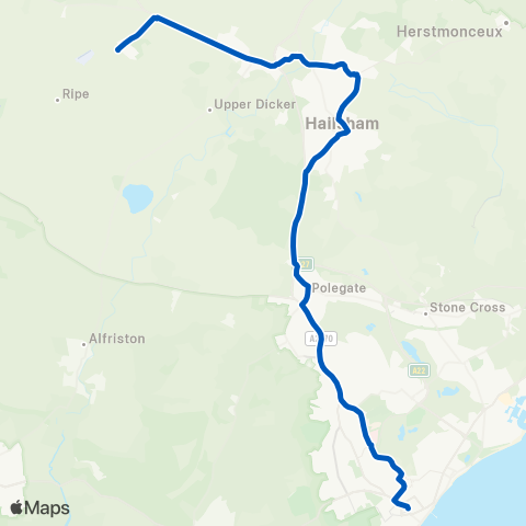 Cuckmere Buses Deanland Wood Caravan Pk - Cornfield Rd map