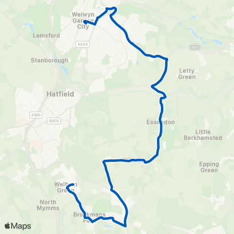 Centrebus Bus Sta - Welham Green Railway Sta map