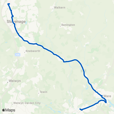 Centrebus Lister Hospital - Brookfield Centre map