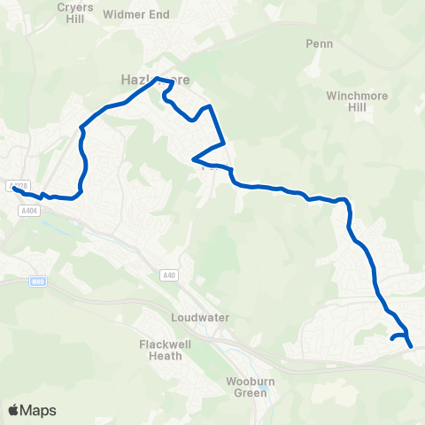 Carousel Buses High Wycombe Busstn - Aylesbury End map