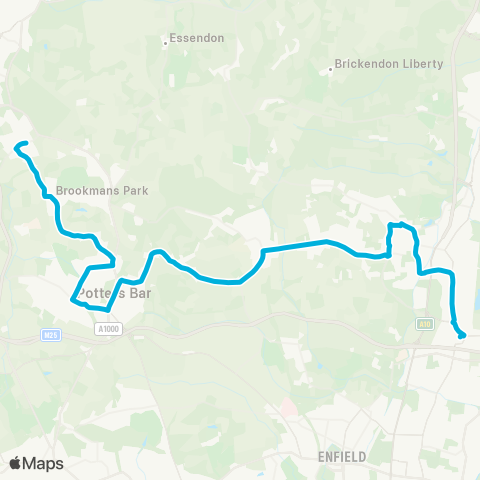 Central Connect Bus Sta - Welham Green Railway Sta map