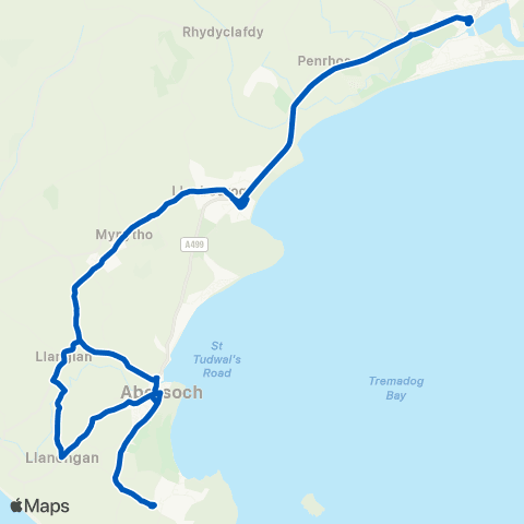 Nefyn Pwllheli Bus Sta Stand A - Pwllheli Bus Sta Stand A map