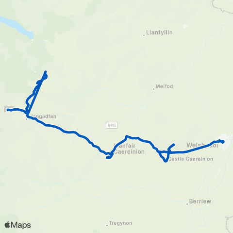 Owen's Travelmaster Troed-Y-Rhiw - Welshpool Bus Sta Stand C map