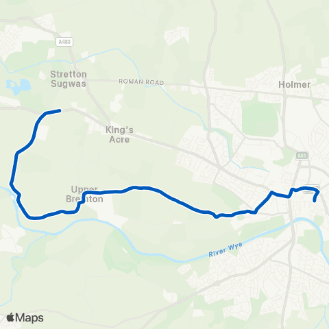 Yeomans Travel Stretton Sugwas Turn - Shire Hall map