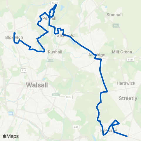 Walsall Community Transport Drake Rd - Kingstanding Circle Westside map